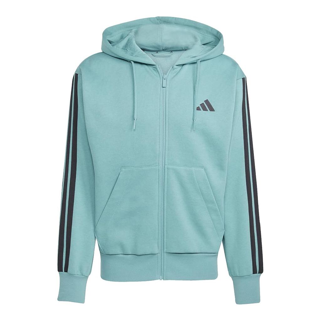 adidas Mens 3 Stripes Fleece Full Zip Hoodie