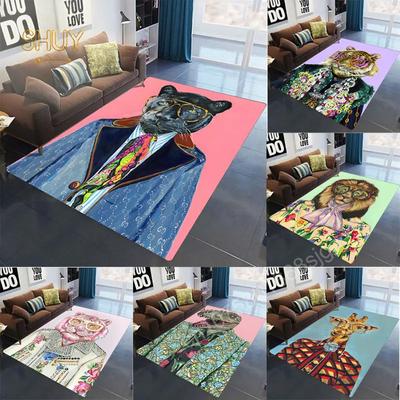 Tierisches Zuhause Teppich Rutschfeste Bodenmatten Sofatisch Bereichsteppiche für Wohnzimmer Schlafzimmer Dekoration Kinder Bettseite Weiche Spielmatte