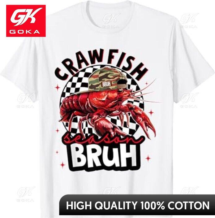 Crawfish Season Bruh Funny Crawfish Hat Boy Crawfish Preppy Graphic T Shirts Unisexs Clothing Cotton Women Funny Summer Tshrits S