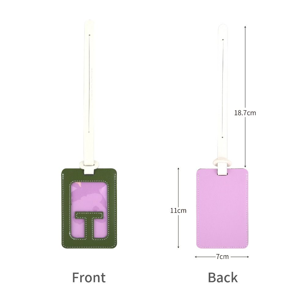 Solid Color 26 Letter Name Luggage Tag PU Alphabet Card Holder Airplane Suitcase Tag Women