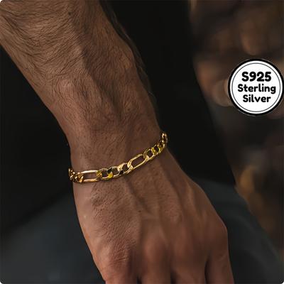 Revestido de Cobre com Ouro, Corrente Lateral de 8mm, Pulseira Unissex, Acessórios de Joias Hip Hop da Moda