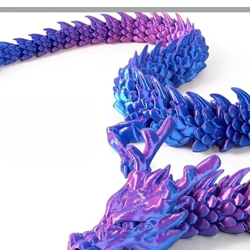 3D-Printed Twin-Dragon Ornament (22 Cm) - Articulated Cartoon Dragon-Shaped Plant Toy & Aquarium Landscape Decoration