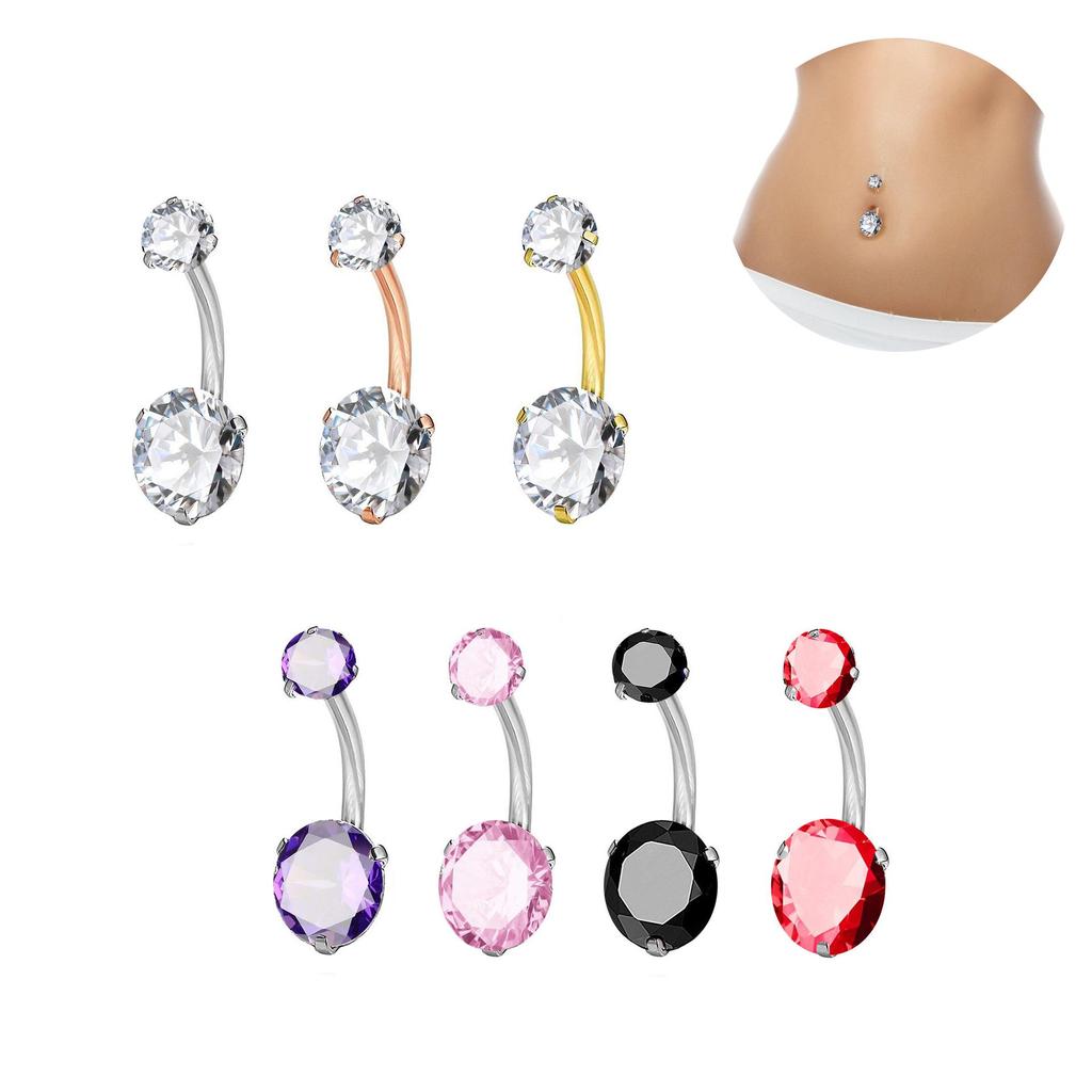 Anneau de nombril rond à triple griffes en zircone Bijou Accessoire
