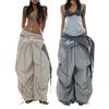 American Colorblock Cargo Pants: Spring 2025 Street Style Parachute Pants with Waist Tie
