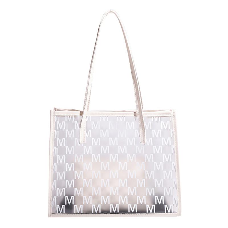 Pvc Bag For Women With Large Capacity And Letter M Print Design For Daily Use
