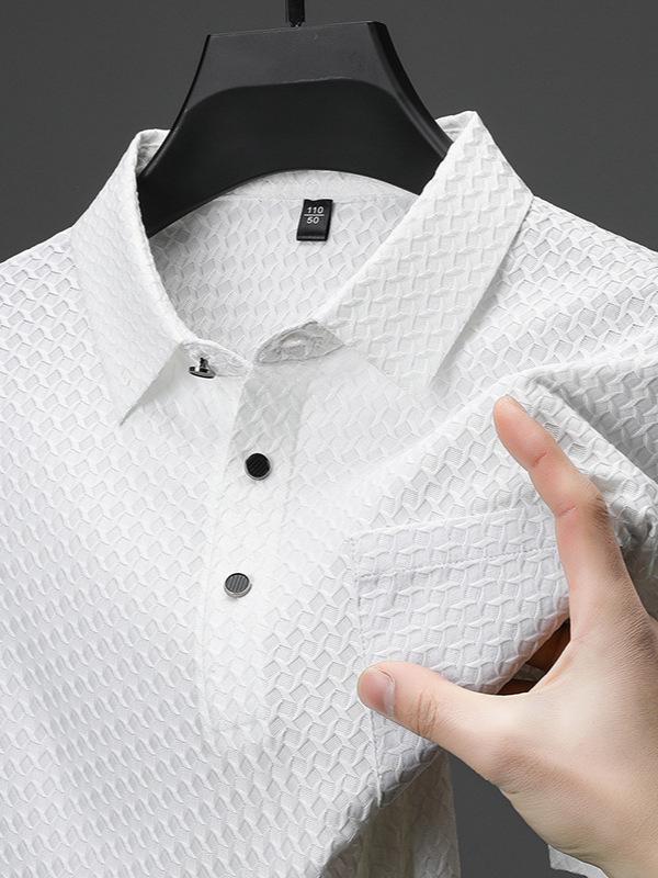 Polo Casual Trendy da Uomo a Maniche Corte con Taschino e Collo Elastico
