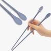 Reble Long Silicone Cooking Chopsticks with Spoon - 12 Inches 3 Color Set, Eco-Friendly, Heat-Resistant, Non-Slip, Non-Scratch, Japanese Asian