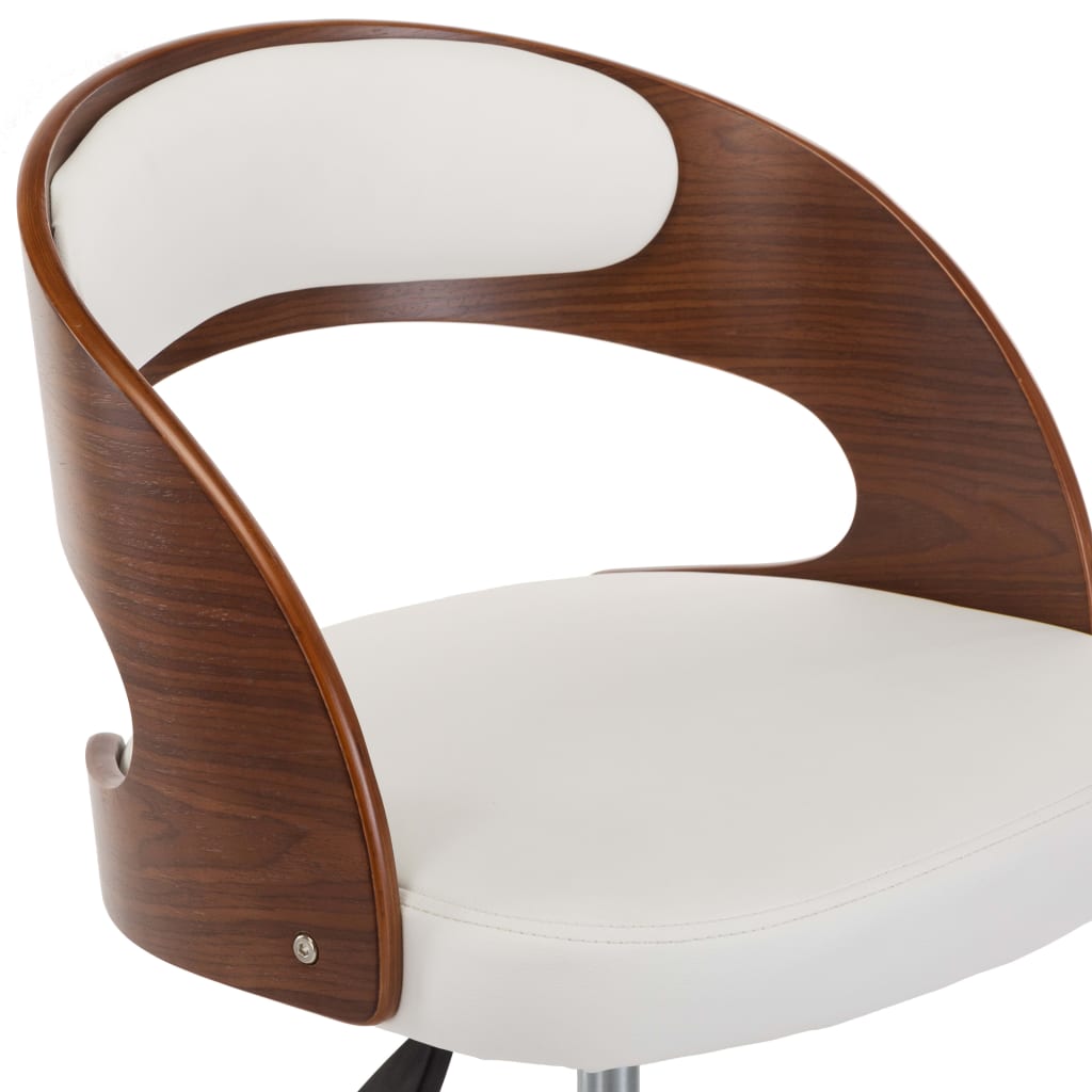 Dining Chair Swivel White Bentwood and Faux Leather