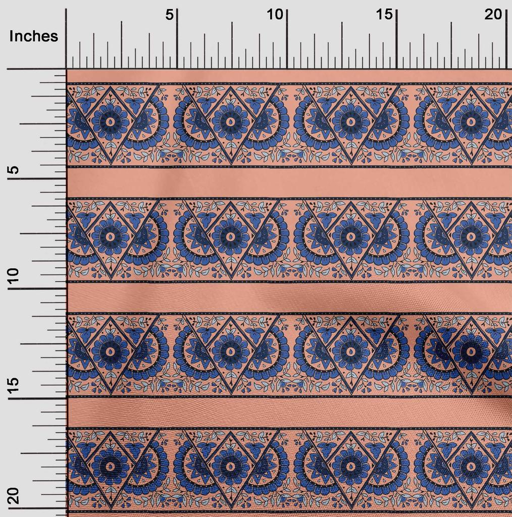 oneOone Cotton Flex Fabric Geometric|Leaves & Floral Block Printed Fabric 1 Yard 40 Inch