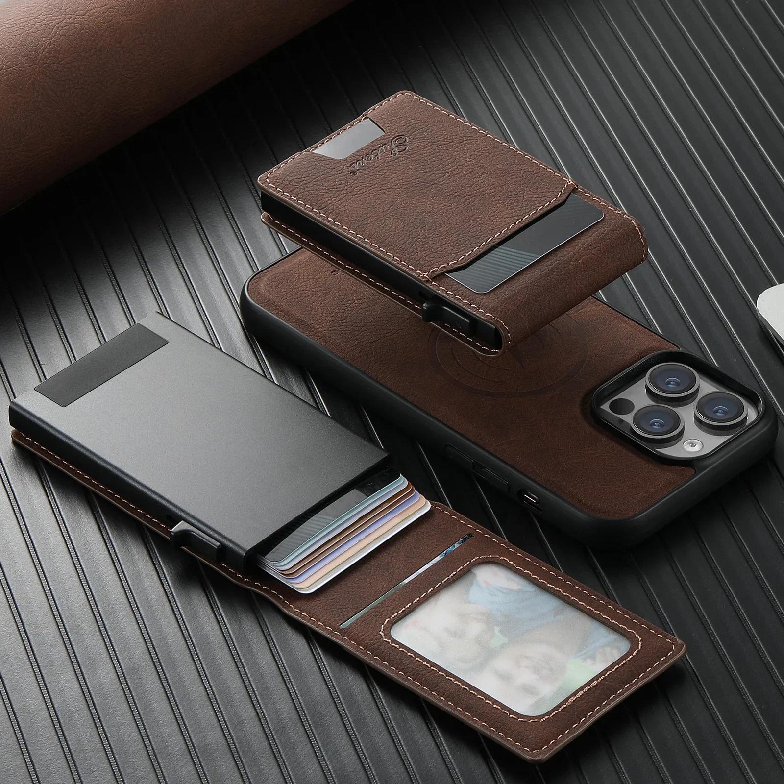 

Detachable Wallet Lychee Grain Leather Case For iPhone 16 Pro Max 15 Plus 14 13 12 Pro Card Box+Magnetic Charging Phone Cover For iPhone12 коричневый