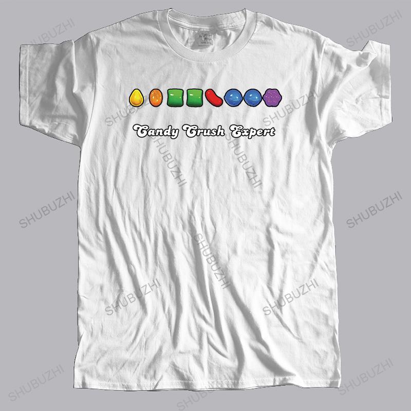 

Mens luxury cotton T shirt mens summer tshirt candy crush saga expert fashion t-shirt men casual cool tops euro size boys gifts S