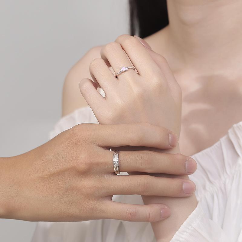 Lotus Language Couple Ring Light Luxury Niche Design Ring New Hand Jewelry