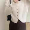 2024 Autumn/Winter Gold Buckle Retro Cable Knit Cardigan - Women's High-End Round Neck Sweater