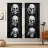 Three Wise Skulls Printed Curtain for Home Decor - Rod Pocket Window Treatment for Bedroom, Kitchen, Living Room