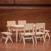 Unfinished Wood Miniature Table/Chair 1/12 Scale Dollhouses Accessories for Realistic Scene Display Dollhouses Decoration