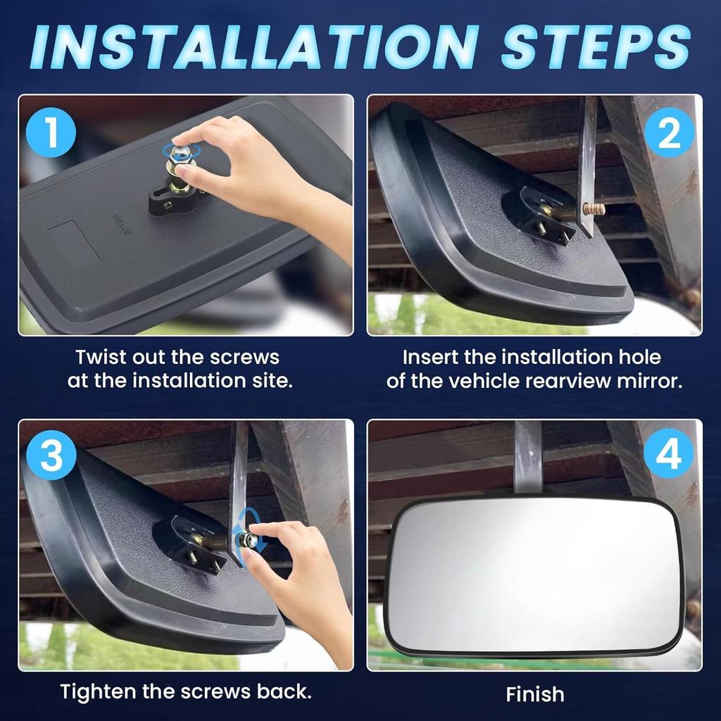 Biqing Large Side Mirrors Adjustable Auxiliary Rectangular Blind Spot Mirrors for Compatible with Trailers and Forklifts 2-Piece (5.3"x9") 360°