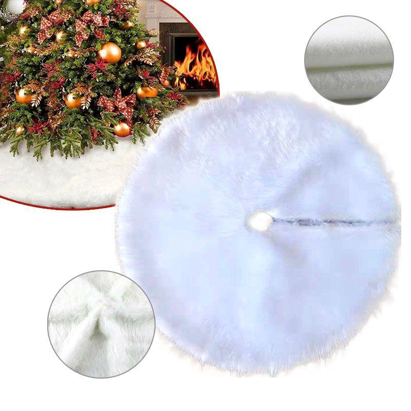 Christmas White Tree Skirt Base Faux Fur Xmas Floor Mat Decoration Ornament