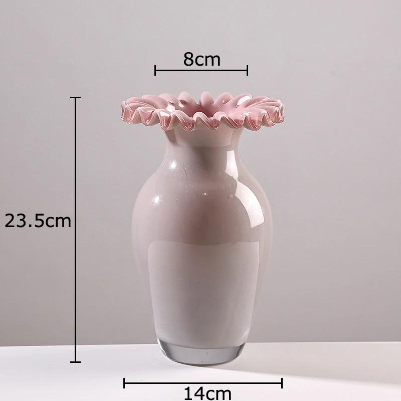 

Creative Pink Flower Edge Glass Vase Hydroponics Plant Pot Desk Decoration Flowers Arrangement Floral Vases Room Aesthetic Decor