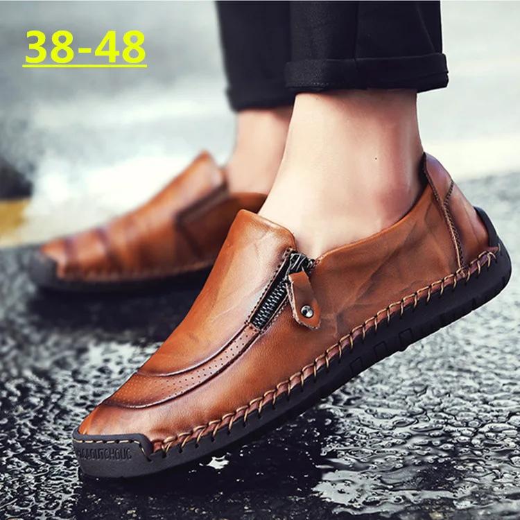 Fashion Outdoor Casual Leather Shoes For Men High Quality Men's Leather Shoes Large Size 48 Casual Leather Outdoor Walking Shoes Male