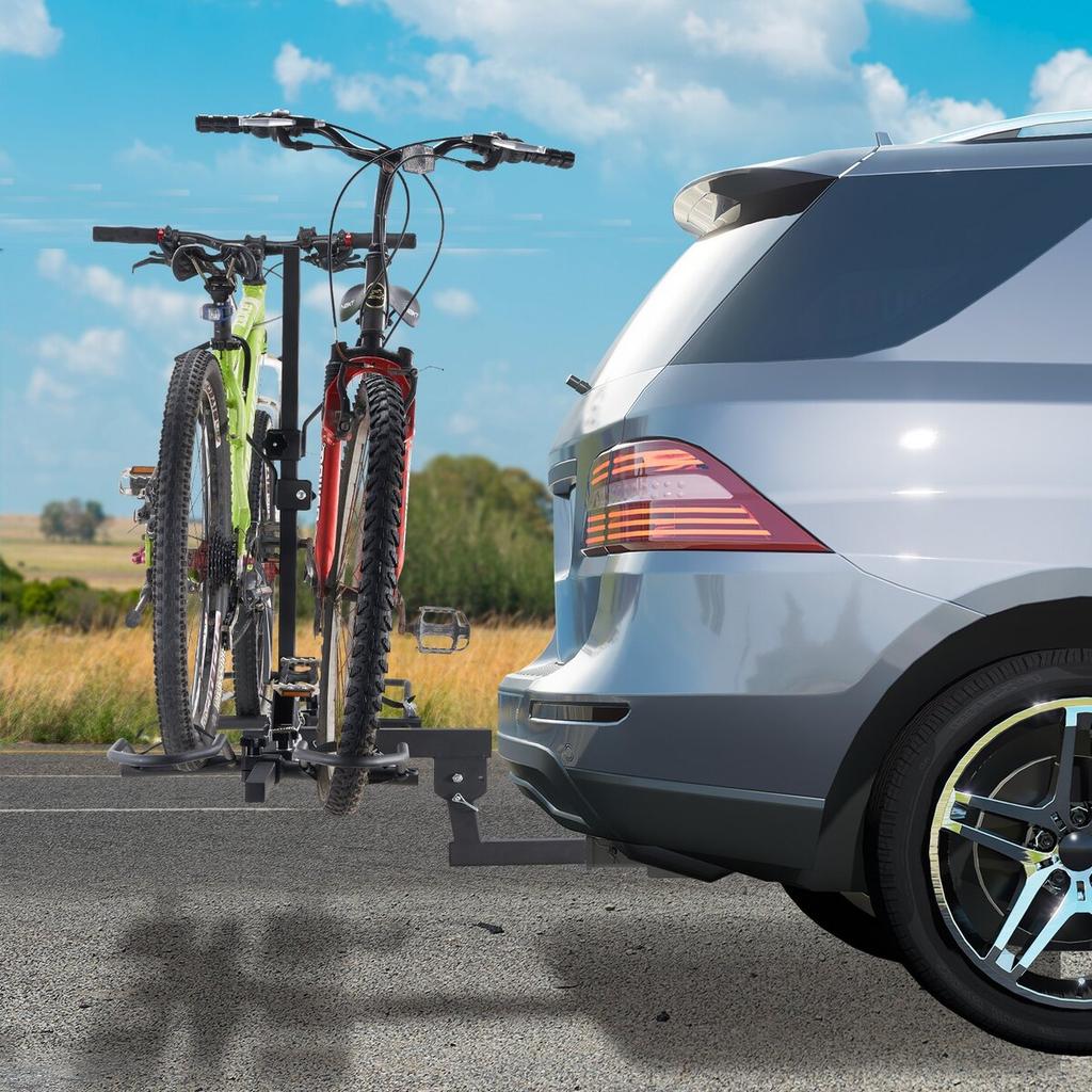 Hitch Mount Bike Rack, 2-Bike Platform Style, 160 LBS Max Capacity Bike Rack Hitch for 2-inch Receiver, Titling and Folding Bike Carrier with Tires Up