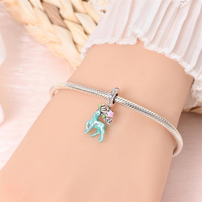 New In copperplated Mysterious Luminous Elk Pendant Compatible With Panora BraceletsBangle Do It Yourself Bead Charms Ideal For Women Birthday Fine