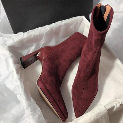 Fashion Pointed Toe Women Ankle Boots Fashion Elegant Modern Slim Short Booties Autumn Winter Ladies Suede Leather Shoes Botas De Mujer