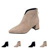Women's Pointed Toe Boots with Block Heel and Back Zipper for Fall Winter