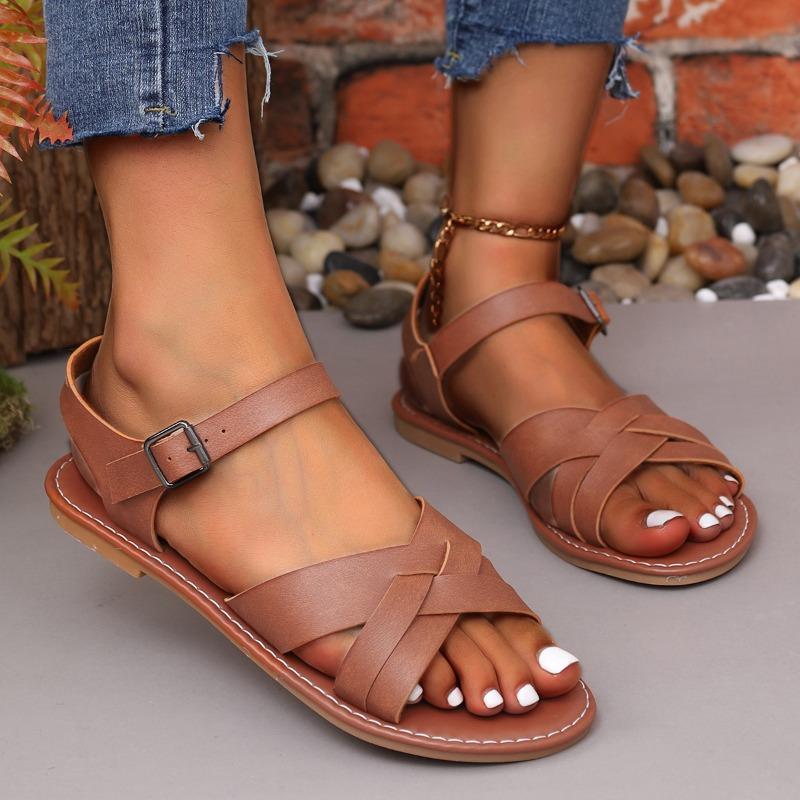 

Женская обувь, новинка лета 2024, хит продаж, римские сандалии на плоской подошве, модные женские повседневные сандалии на резиновой подошве с противоскользящей подошвой, Zapatos Mujer 42 темно-коричневого