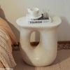 Creative Cream Bedside Small Side Table Light Luxury Simple Living Room Sofa Coffee Table for Wabi Sabi Bedroom Decor Furniture