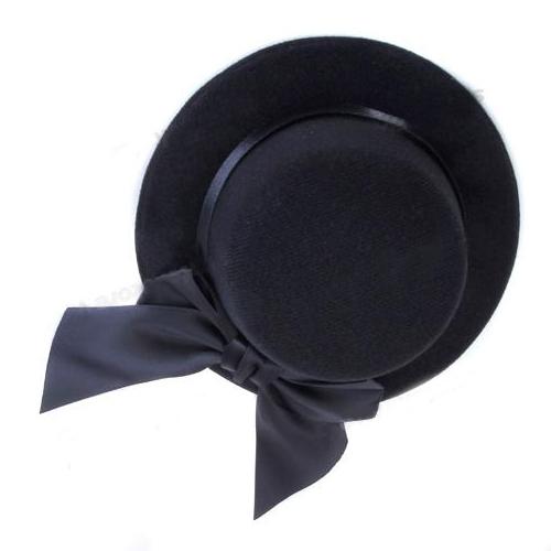 Ladies Party Fashionable Bowknot Charms Mini Top Hat Fascinator Burlesque Millinery Black with 2