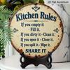 2D Flat 1pc, 8x8 in Printed Aluminum Metal Sign, Featuring Kitchen Rules Design, Round Aluminum Wall Art, Suitable for Decorating Patios, Porches
