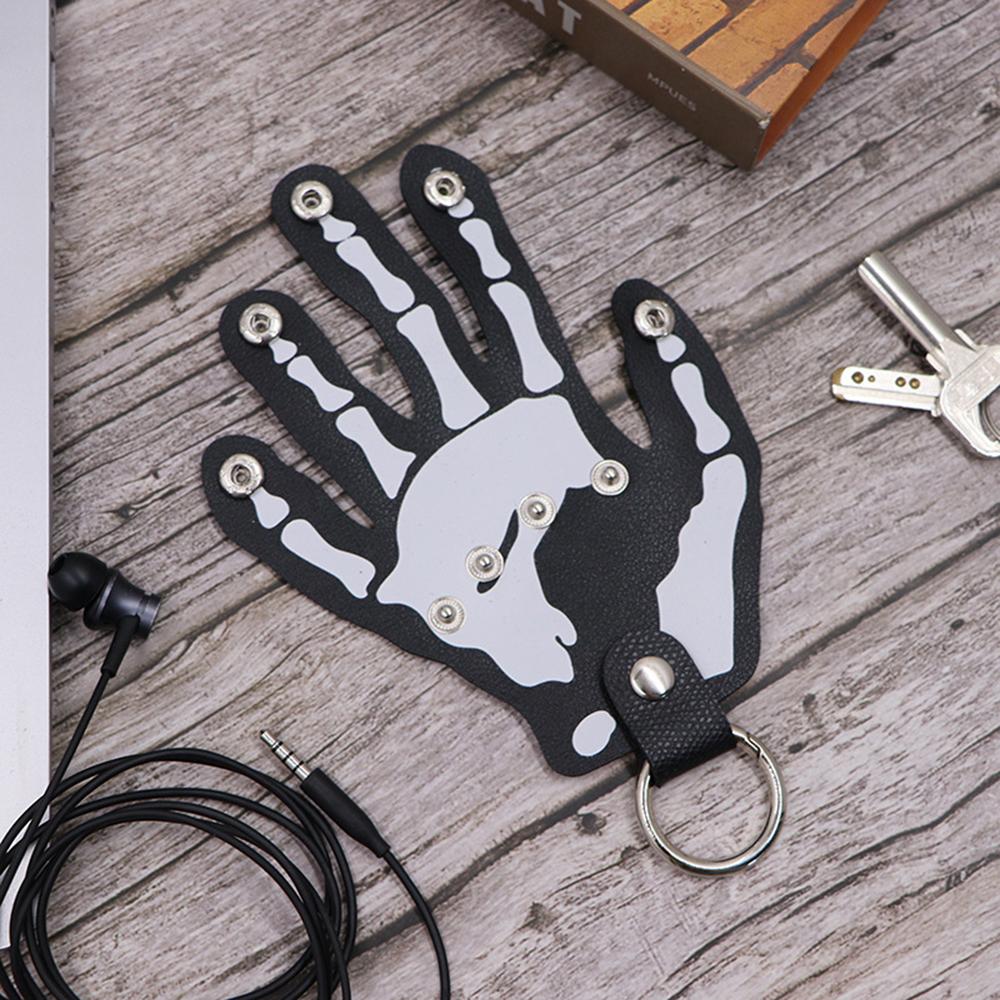 Creative Punk Style Skeleton Finger Keychains PU Leather Halloween Novelty Keychains New Popular Products Funny Bone Keyholders
