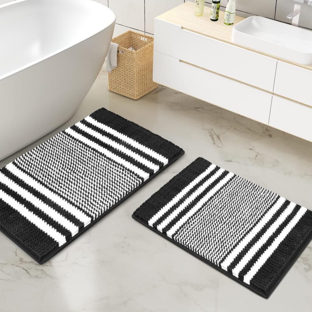 Bicolor Cationic Chenille Bathroom Cashmere Mat Bath Non-slip Carpets In Wash Basin Bathtub Side Floor Rug Shower Room Doormat Memory Foam 3D Pad