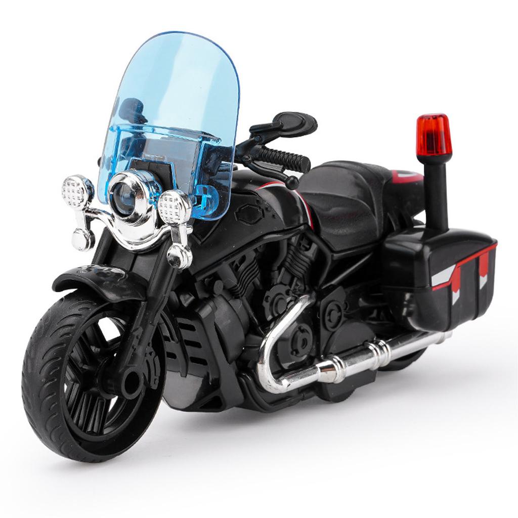 Boys Motorcycle Model Inertia Interactivity Decor Motorcycle Toy for Kids Home Kindergarten Black