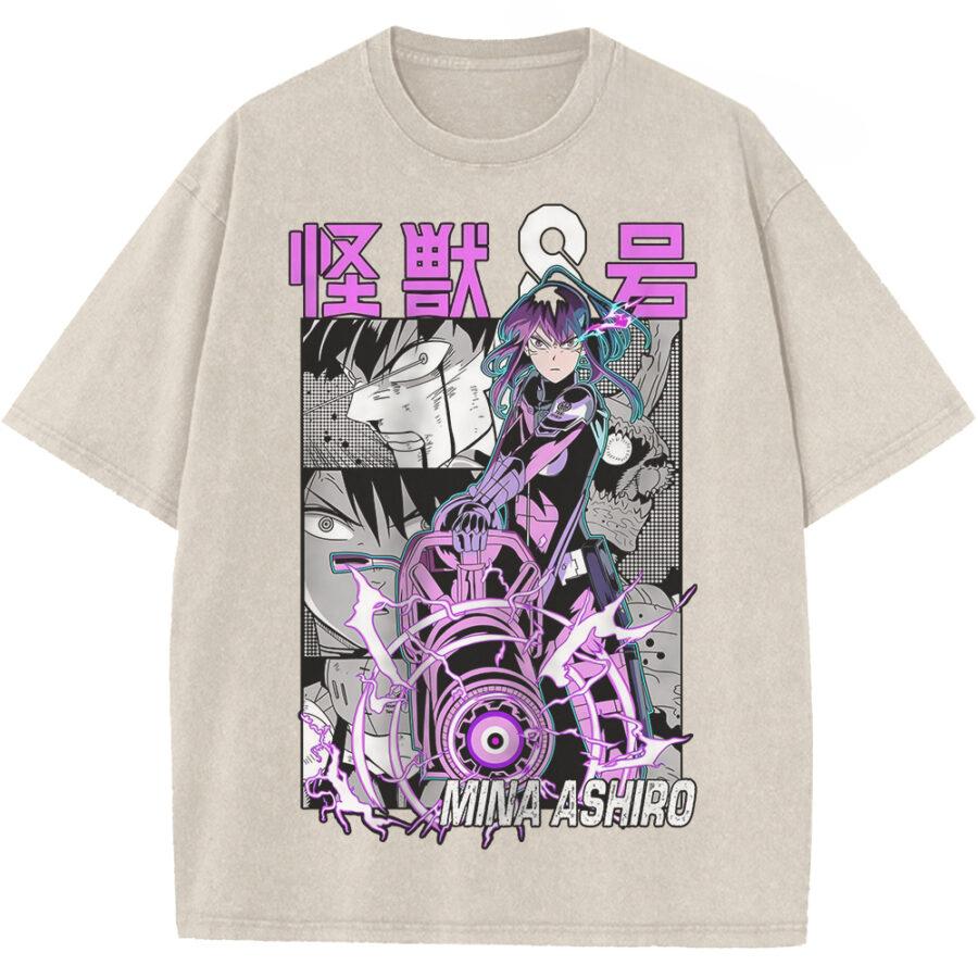 

Kaiju No Ashiro Mina Printed Tee Men Women Retro Washed Tshirts Oversized Cotton T Shirt Casual Clothing Harajuku Tshirt S