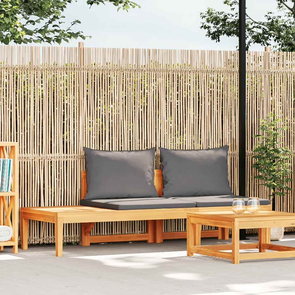vidaXL Gartenbank mit Tisch & Dunkelgrauen Kissen Massivholz Akazie
