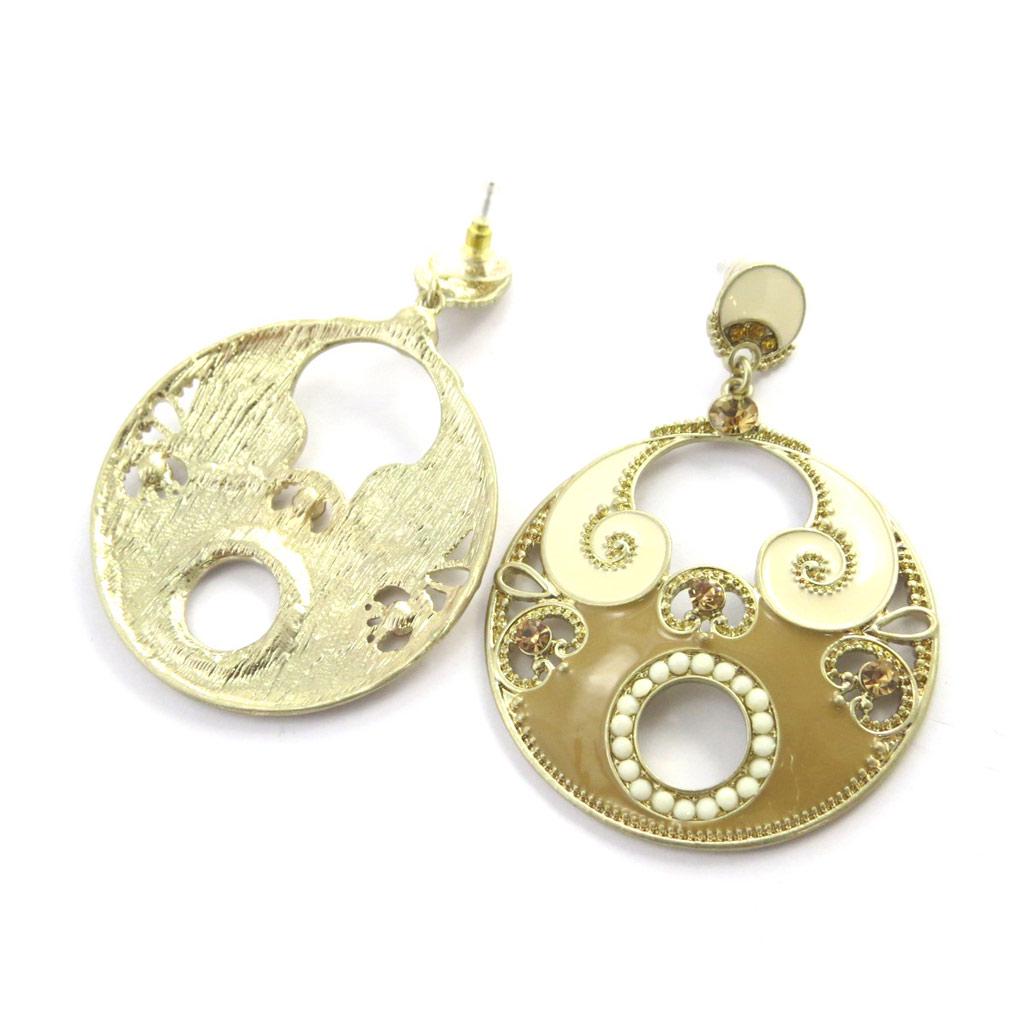 Les Trésors De Lily [M8123] - 'Altaï' Beige Brown Designer Earrings