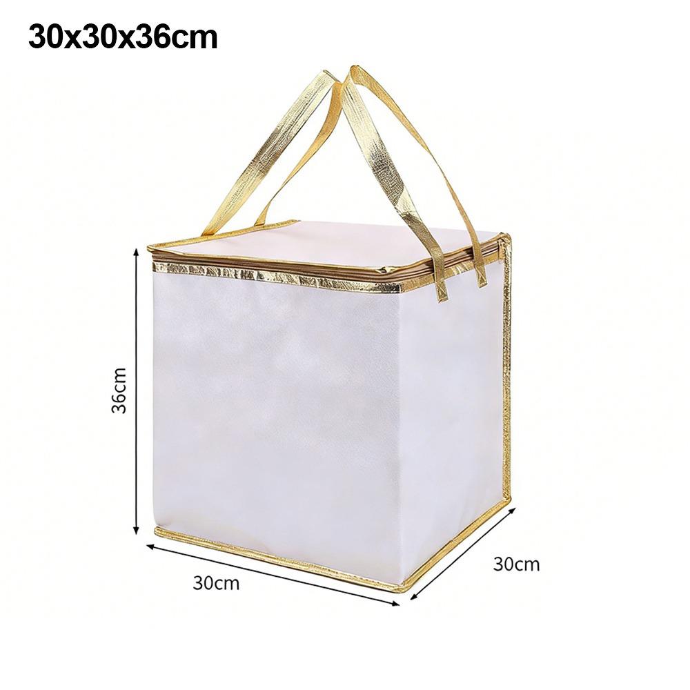 Reusable Aluminum Foil Tote Bag Zipper White Insulated Thermal Cooler Bag Refrigerated Bag Picnic Cake Fruit Drink Refrigeration