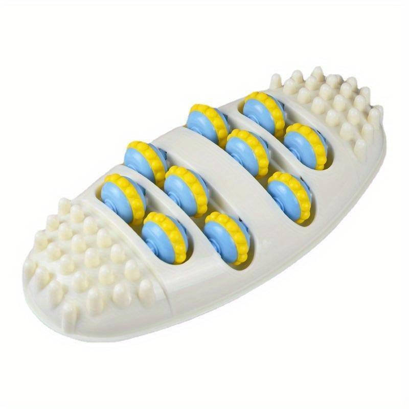 Deep Tissue Foot Massager - 4-Row Reflexology Roller with Blue & Yellow Nodes, Sturdy ABS Construction for Yoga, Fitness,Pain Relief & Muscle Recovery
