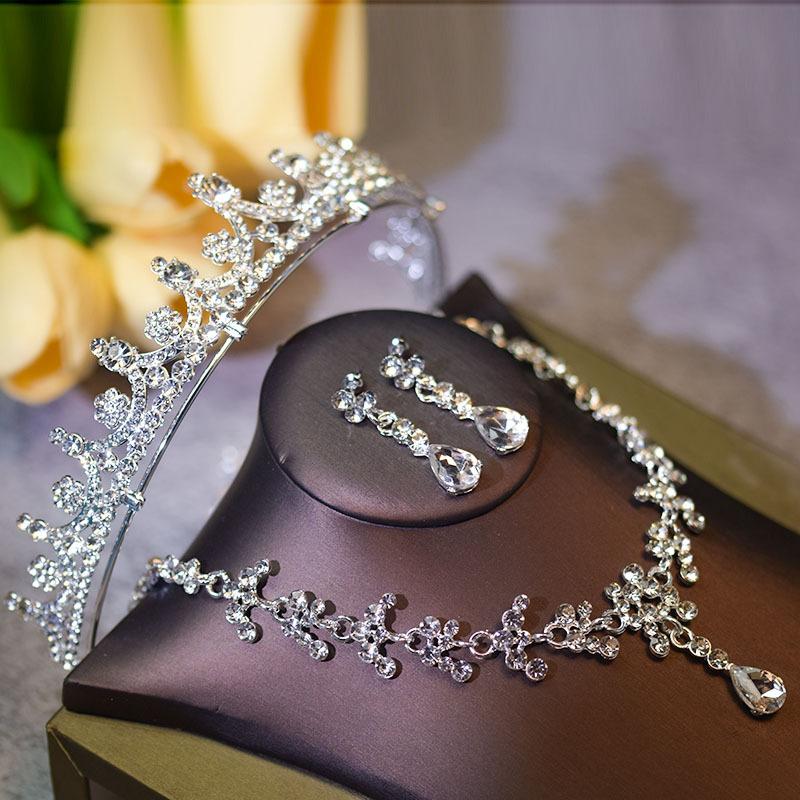 Neuer Diamant Silber Prinzessin Tiara Atmosphäre Hochzeitskleid Super Flash Kristall Luxuriös Göttin Braut Hochzeitskrone