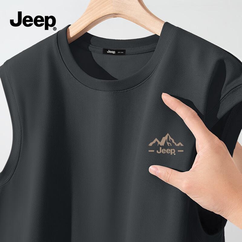 JEEP Men s Summer Sleeveless Cotton T-Shirt with Print M