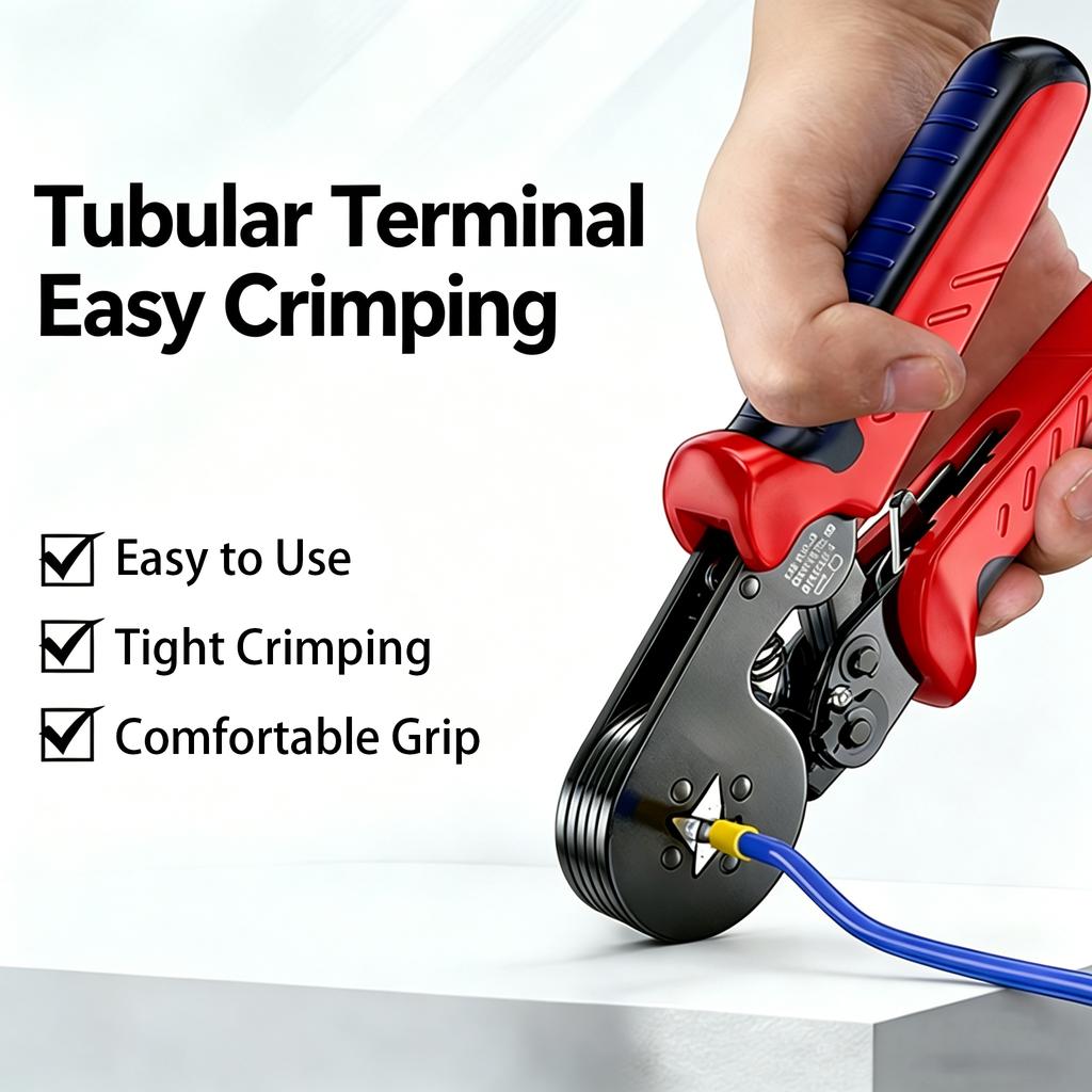 Tubular Terminal Ferrule Crimping Pliers-Carbon Steel Manual Crimping Tool for Electricians Wire Crimper