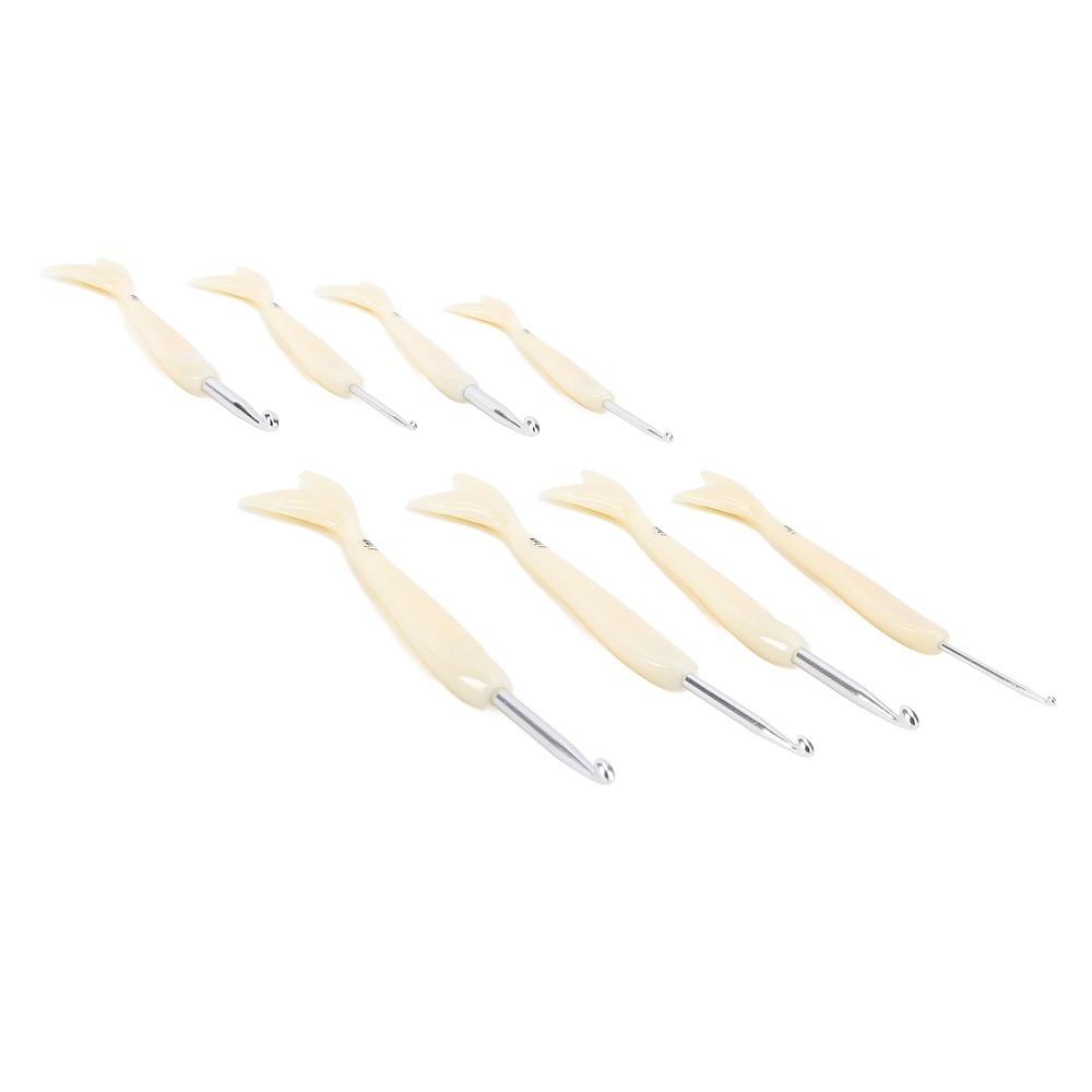 8pcs ABS Ergonomic Crochet Hook Fish Tail Handle Aluminum Crochet Hook Crochet Hook Set  Knitting