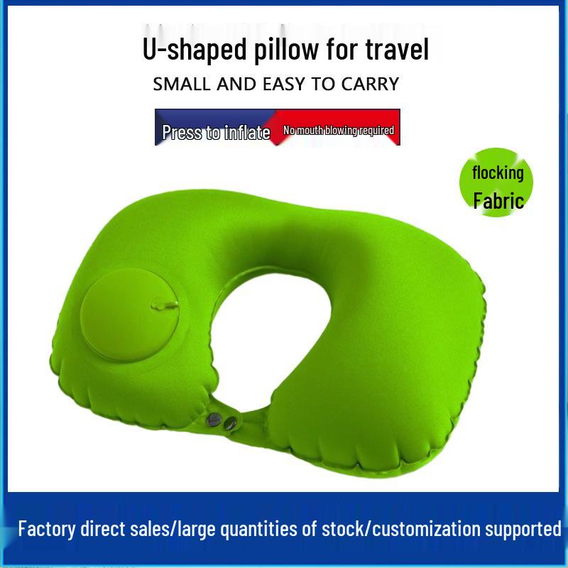 Inflatable U-Shaped Travel Pillow - Neck Support for Camping & High-Speed Rail