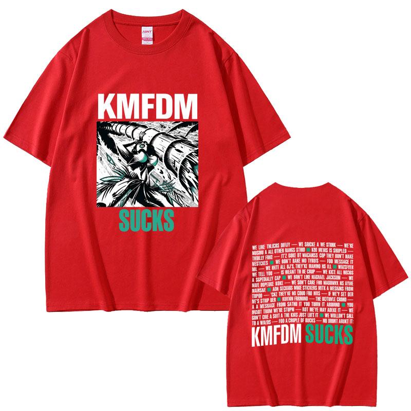 Hot Rock Band Kmfdm Sucks Graphic Tshirt Unisex Women Retro Gothic Punk Streetwear Male Fashion Casual Oversized Crewneck T Shirts