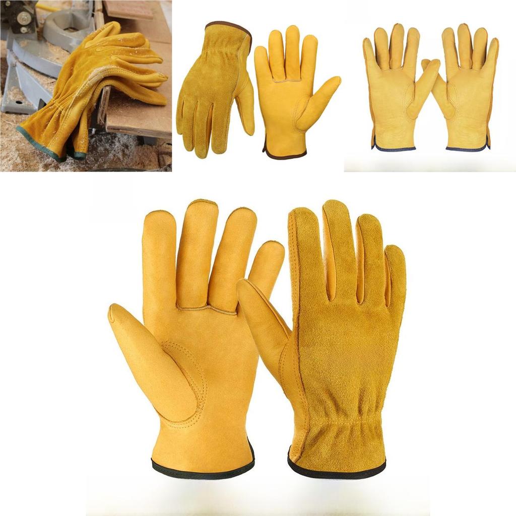 Work Gloves Cowhide Leather Gardening Mechanical Welding Safety For Industrial Use