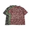 European and American Single Men Summer Cotton Short Sleeve Shirt American Casual Loose Seaside Holiday Floral Print Couple Shirt