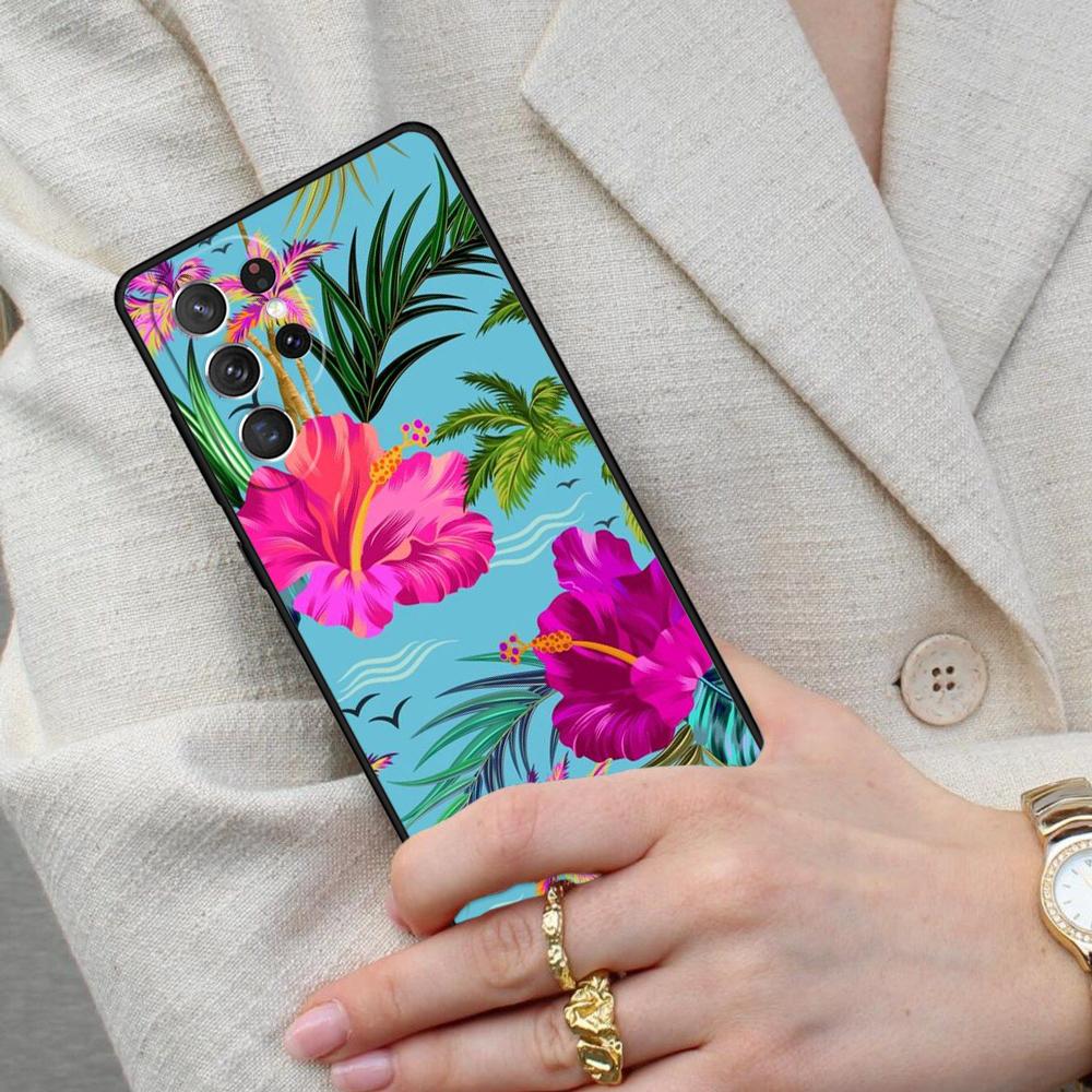 Tropical Paradise Hawaiian Flower Cell Phone Case for Samsung Galaxy S26 Ultra S25 S24 S23 S22 S21 S20 Note10 Cover