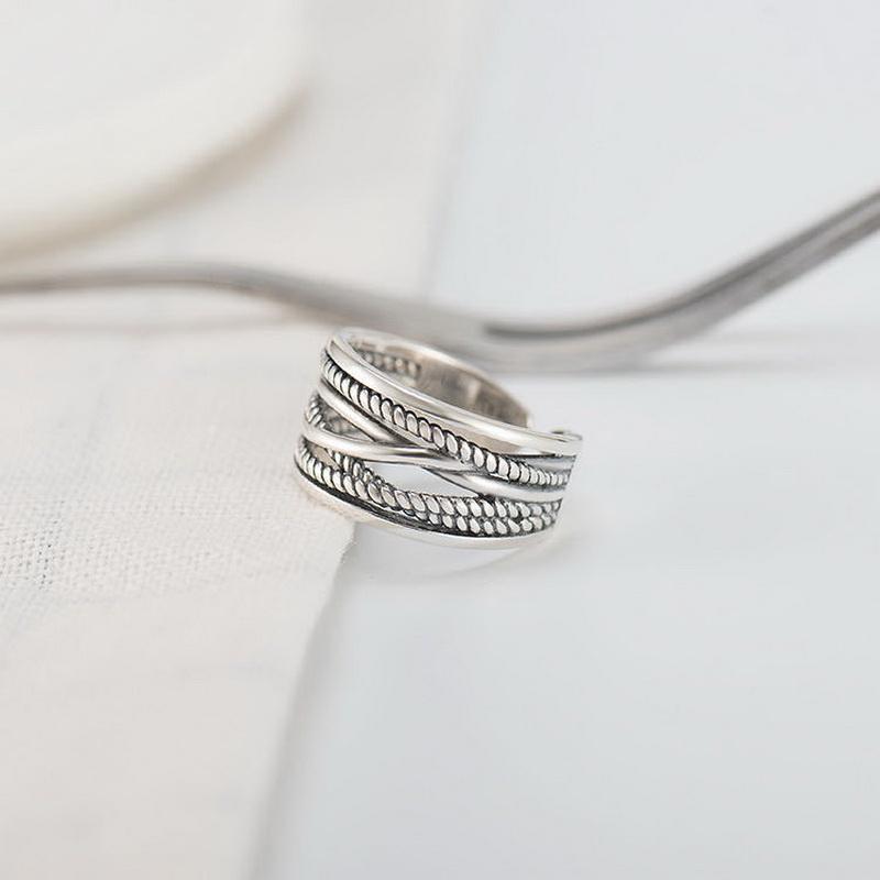 Simple Vintage Layered Rings for Women Silver Color Bohemian Adjustable Finger Ring Geometric Irregular Opening Rings Jewelry