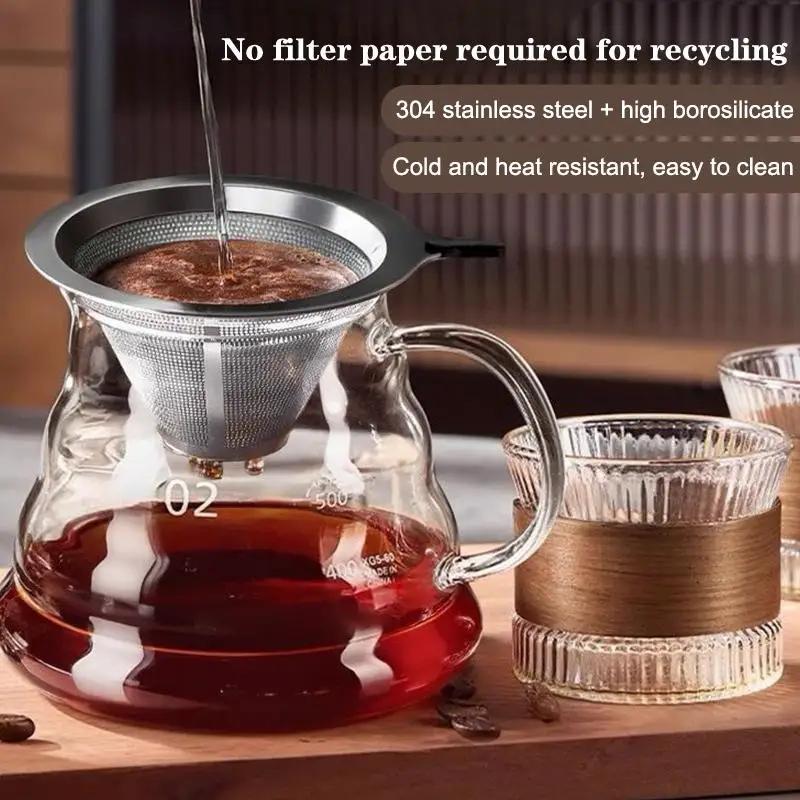 Food Grade Stainless Steel Pour Over Coffee Filter Mesh For Home Office Coffee Lovers Daily Brewing